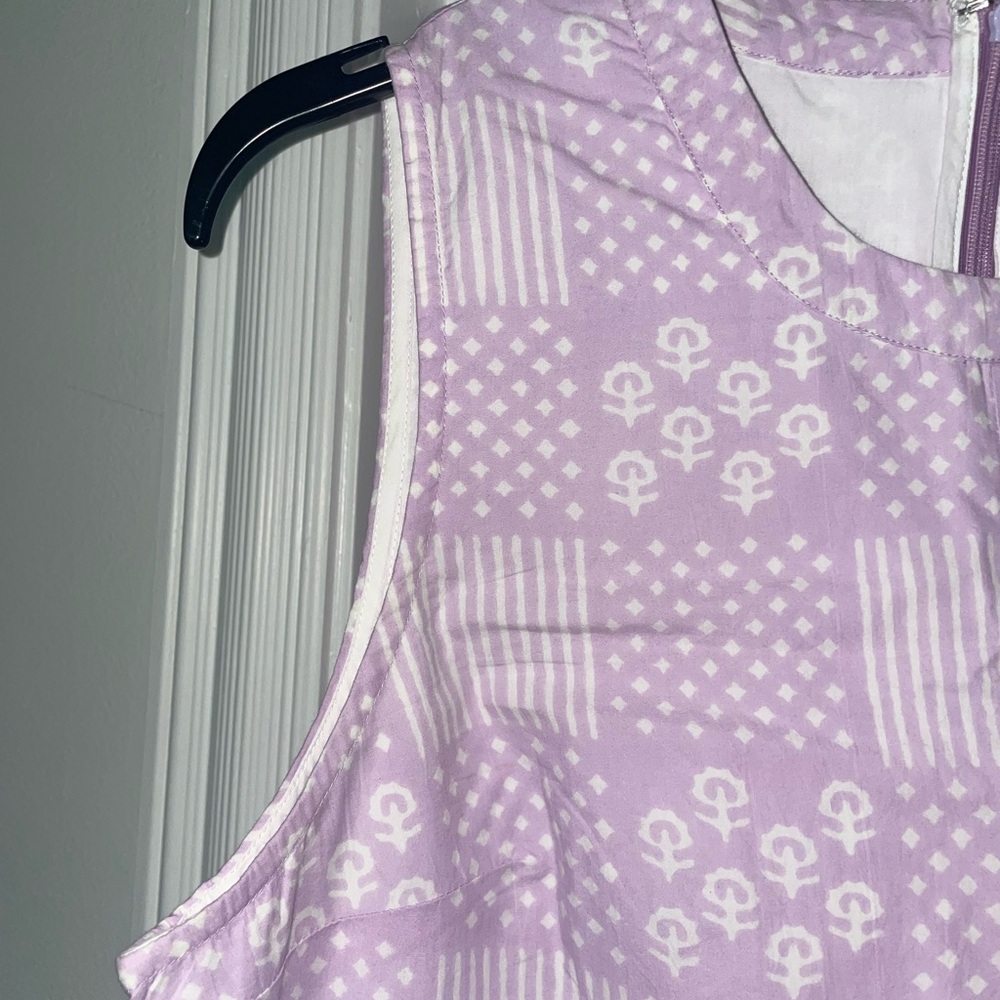 Julia Amory Baby Jane Poplin Mini Dress In Lilac Patchwork Sz Medium NWOT - Picture 4 of 7